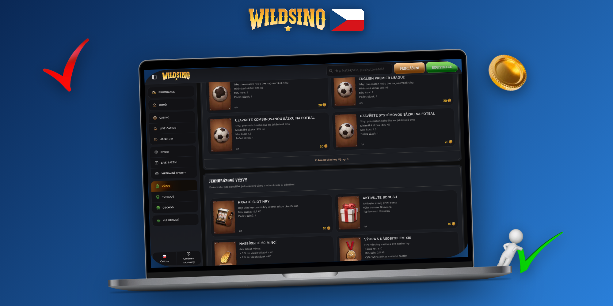 Wildsino desktop klient spuštěný ve fullscreen režimu na monitoru