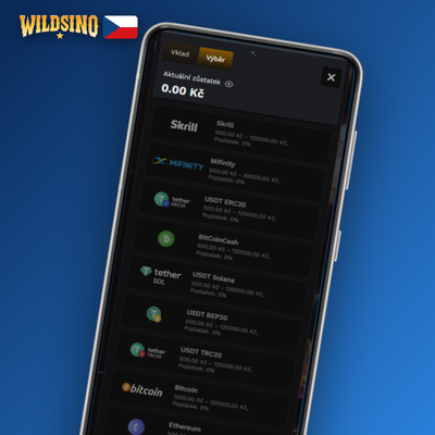 Výběr přes e-peněženku Skrill nebo Neteller na Wildsino do 24 hodin