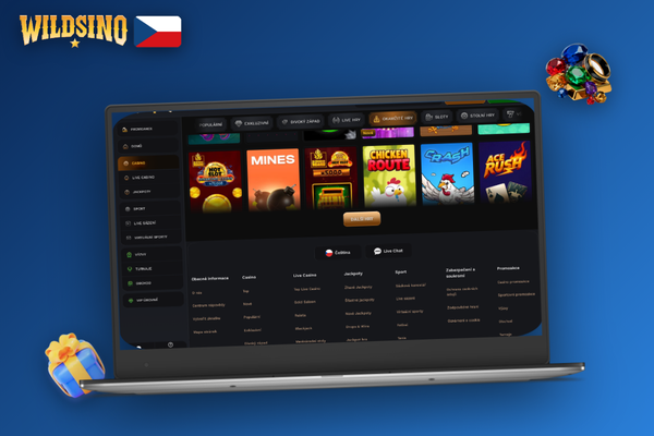 Wildsino tipy a triky – mockup sázkového deníku s grafem měsíčního ROI na notebooku